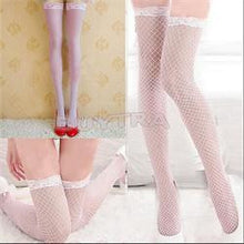One Size Style Attractive Women Stockings Hosiery Above Knee Nylon Hollow Out Mesh Long Stockings Women Black White Red Pink J4U66