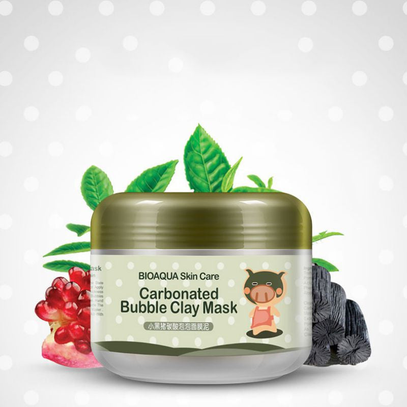 oxygen bubbles carbonate mud face mask deep clean and clear whitening hydrating bioaqua J4U66