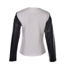 PU Leather Casual Zip Long Sleeve Chic Stylish Top Outwear Parka Coat Zipper Patchwork Baseball Jacket For Women J4U66