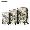 patterned suitcases sets kids children bagages roulettes  hard shell luggage women retro travel set trolley 20 24 2 J4U66