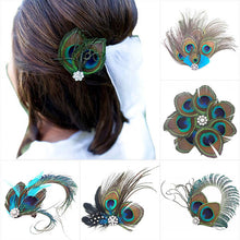 Peacock Feather Rhinestone Hairpin Hair Clips Dance Party Wedding Hair Band Wear J4U66