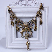 Pirates of the Caribbean Choker Jewelry Vintage Bones Chains Rhinestones Skulls Pendants Necklaces J4U66