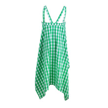 plaid women dress sweetheart neck spaghetti strap eelegant dress casual evening party dress green J4U66