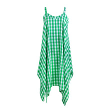 plaid women dress sweetheart neck spaghetti strap eelegant dress casual evening party dress green J4U66