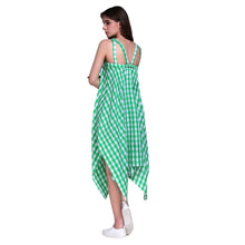 plaid women dress sweetheart neck spaghetti strap eelegant dress casual evening party dress green J4U66