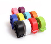 Plastic Belt Friendly Candy Multi Color Silicone Rubber Leather Belt Smooth Buckle For Women Men Width 3.5CM Long 102CM J4U66