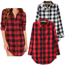 Plus Size M-2XL Long Shirts Single Breasted Plaid Cotton Shirt Wild Casual Streetwear Shirt Women Blouse J4U66