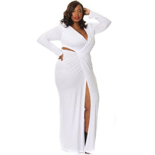plus size sexy women maxi dress plunge v neck cut out long sleeve bodycon long party dresses vestidoxxxl J4U66