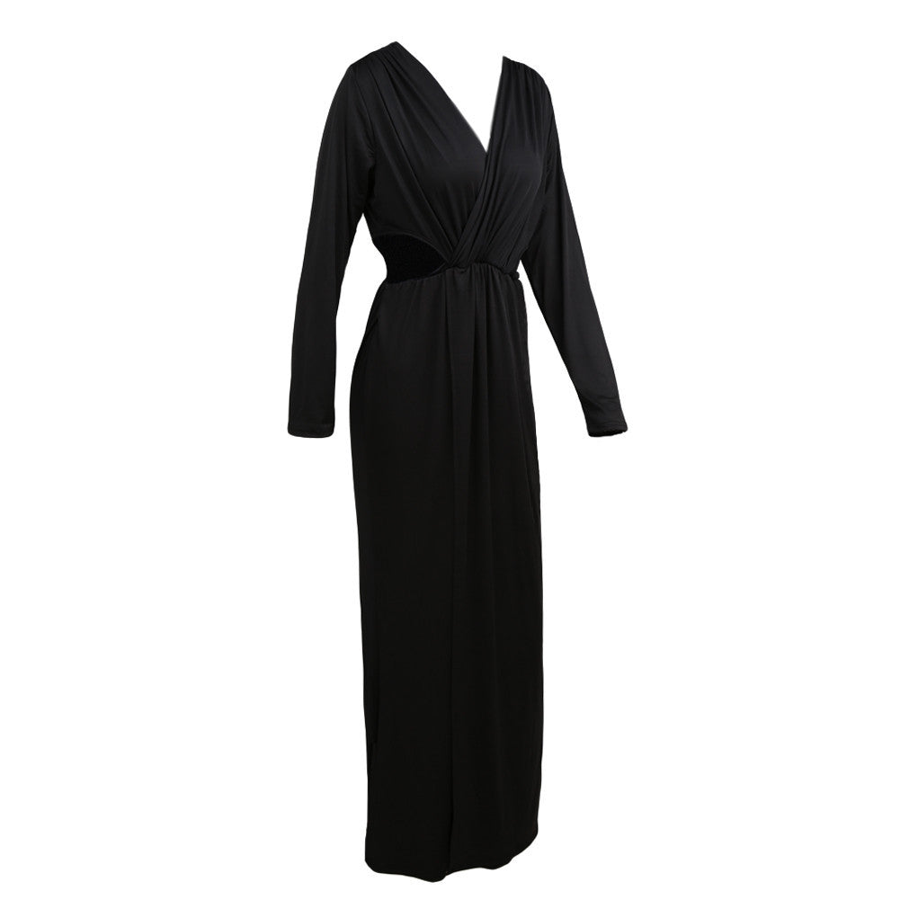 plus size sexy women maxi dress plunge v neck cut out long sleeve bodycon long party dresses vestidoxxxl J4U66