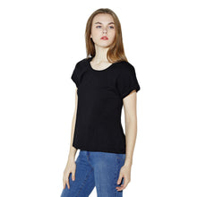plus size tops o neck short sleeve t-shirts women sexy backless crop tops casual basic t-shirts tees black J4U66