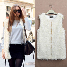 Plus Size Women Medium Style VFashion Sleeveless Coat Outerwear Hair Jacket Casual Waistcoat  J4U66