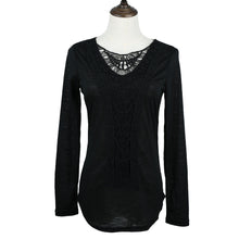 plus size women tops crochet lace t-shirts womens long sleeve casual tops tees tshirt camisetas mujer blusa J4U66
