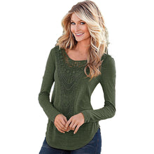 plus size women tops crochet lace t-shirts womens long sleeve casual tops tees tshirt camisetas mujer blusa J4U66