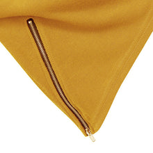 plus size women long sleeve t-shirts women knitted cotton asymmetrical zipper hem tops black and yellow J4U66