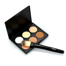 Popfeel 6 Colors Contour Palette Powder Professional Face Concealer Primer Bronzer & Highlighter Contouring + Powder Brush Set J4U66