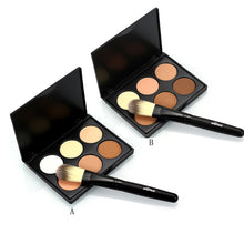 Popfeel 6 Colors Contour Palette Powder Professional Face Concealer Primer Bronzer & Highlighter Contouring + Powder Brush Set J4U66
