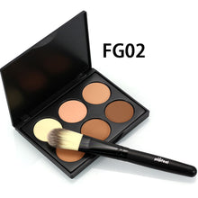 Popfeel 6 Colors Contour Palette Powder Professional Face Concealer Primer Bronzer & Highlighter Contouring + Powder Brush Set J4U66