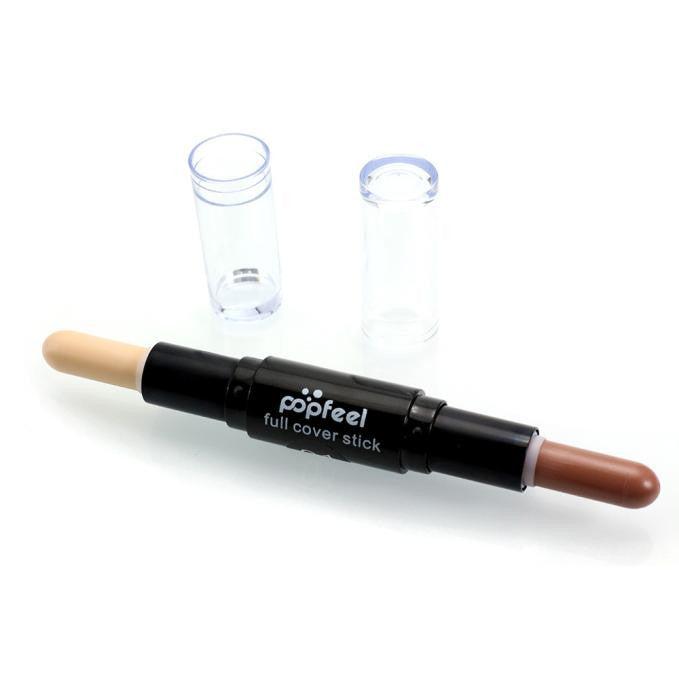 Popfeel Makeup Concealer Double-ended 2 in1 Contour Stick Contouring Highlighter Bronzer Create 3D Face Makeup Full Cover J4U66