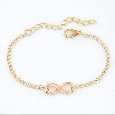 Popular Plating Gold Metal Cross Infinite Bracelet & Bangle Charm chain bracelets Jewelry For Women J4U66