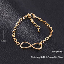 Popular Plating Gold Metal Cross Infinite Bracelet & Bangle Charm chain bracelets Jewelry For Women J4U66