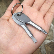 Portable Stainless Steel Keychain Screwdriver Flathead Head Key Ring Key Chain Screwdriver Silver/Black Travel Kits J4U66