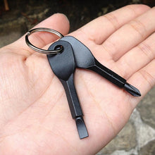 Portable Stainless Steel Keychain Screwdriver Flathead Head Key Ring Key Chain Screwdriver Silver/Black Travel Kits J4U66