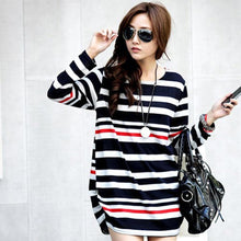 Pregnancy Women's Mini Dress Maternity Long Sleeve Stripe Top Blouse Shirt Tee Femme  J4U66