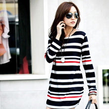 Pregnancy Women's Mini Dress Maternity Long Sleeve Stripe Top Blouse Shirt Tee Femme  J4U66