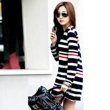 Pregnancy Women's Mini Dress Maternity Long Sleeve Stripe Top Blouse Shirt Tee Femme  J4U66