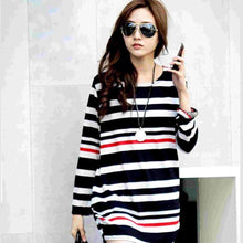 Pregnancy Women's Mini Dress Maternity Long Sleeve Stripe Top Blouse Shirt Tee Femme  J4U66