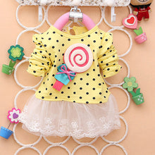 Princess Baby Kids Girls Lace Dress Candy Polka Dot Print Long Sleeve Shirt Dresses J4U66