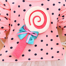 Princess Baby Kids Girls Lace Dress Candy Polka Dot Print Long Sleeve Shirt Dresses J4U66