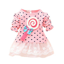 Princess Baby Kids Girls Lace Dress Candy Polka Dot Print Long Sleeve Shirt Dresses J4U66
