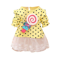 Princess Baby Kids Girls Lace Dress Candy Polka Dot Print Long Sleeve Shirt Dresses J4U66