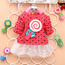 Princess Baby Kids Girls Lace Dress Candy Polka Dot Print Long Sleeve Shirt Dresses J4U66