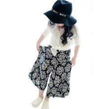 Princess Girls Floral Print Ethnic Elastic Tutu Skirts Pants Kids Loose A Line Long PantJFY66