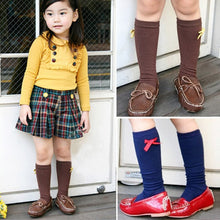 Princess Kids School Leg Warmer High Knee Socks Bow Solid Stockings For Girls New Y2 J4U66