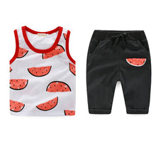 Pro Baby Boy Watermelon Printed Suit Sets Sleeveless Shirt+Shorts Kids Cartoon S Vest Clothes Set J4U66