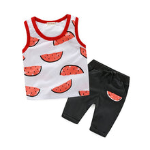Pro Baby Boy Watermelon Printed Suit Sets Sleeveless Shirt+Shorts Kids Cartoon S Vest Clothes Set J4U66