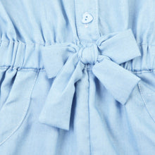pro kids girls clothing rompers denim blue cotton washed jeans sleeveless bow jumpsuit 0~5 years J4U66