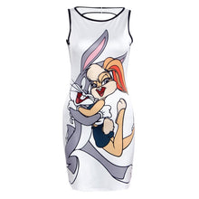 Pro Women's Minnie Mouse Print Cute Sleeveless Slim Mini Party Dress J4U66