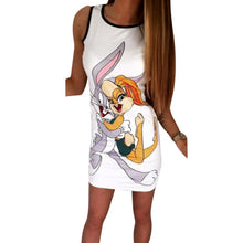 Pro Women's Minnie Mouse Print Cute Sleeveless Slim Mini Party Dress J4U66