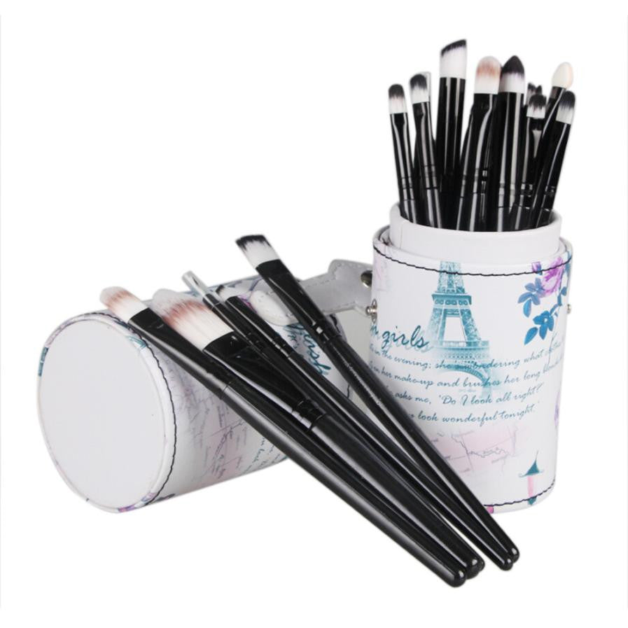 Professional 20pc Makeup Brushes 4 Colors Cosmetic Set Eyeshadow Brush Blusher Cosmetic Tools+Leather Cup Holder Case  J4U66