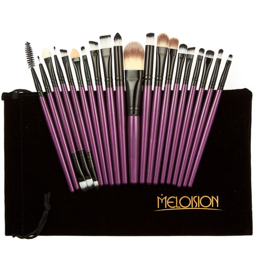 20pcs makeup brushes eyeshadow lip eyeliner facial makeup brush set foundation powder brushes with flannel bag J4U66