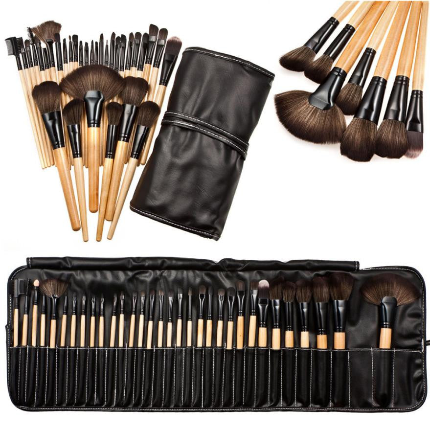 Professional 32pc Makeup Brushes Set For Women Fashion Soft Vander Eyebrow Shadow Make Up Brush Set Kit + Pouch Bag J4U66