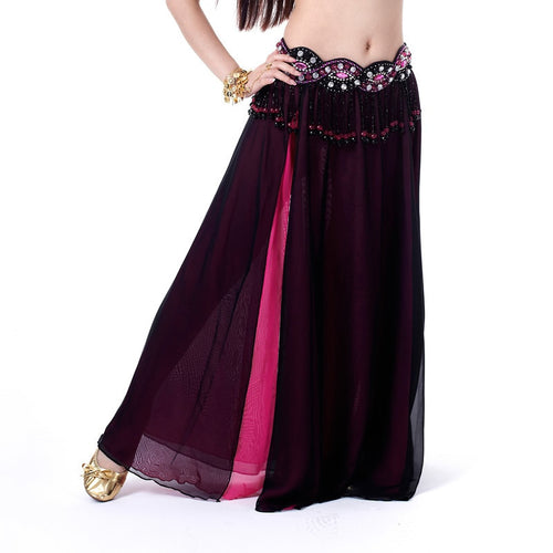 belly dance costume chiffon skirt 2 side slit skirt dress J4U66