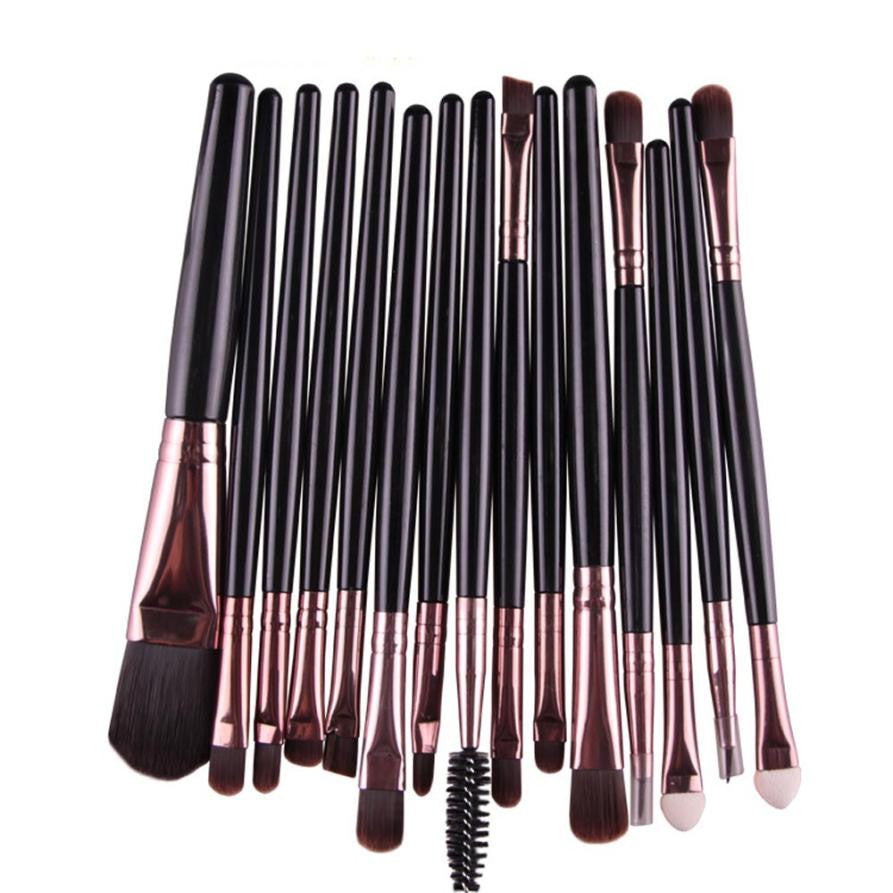 Professional Maquiagem Makeup Brushes 15pc Beauty Cosmetics Foundation Blending Blush Make Up Brush Tool Kit Set J4U66