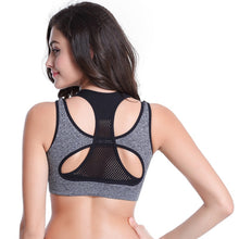 Sexy Bra Mesh Fake Two-piece Push Up Fitness Vest Bras Workout Tank Tops J4U66