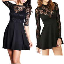 women lace dress half sleeve skater dress sexy clubwear party dresses vestidos plus size black J4U66
