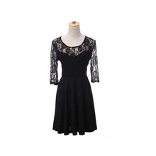 women lace dress half sleeve skater dress sexy clubwear party dresses vestidos plus size black J4U66